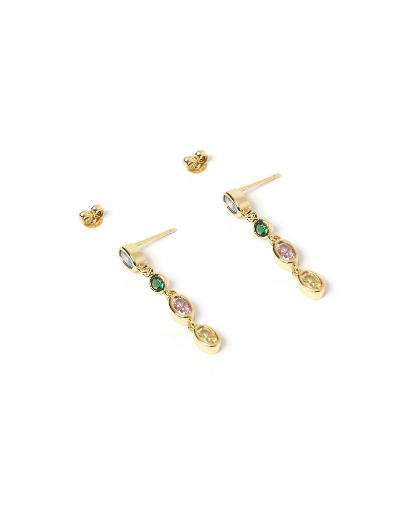 Sparkle and shine with the gorgeous and grand Isadora Earrings. With they beautiful gold and stone drop, this luxe pair of earrings will instantly turn your look into regal glamour! By Arms of Eve, now available at After Eight. 