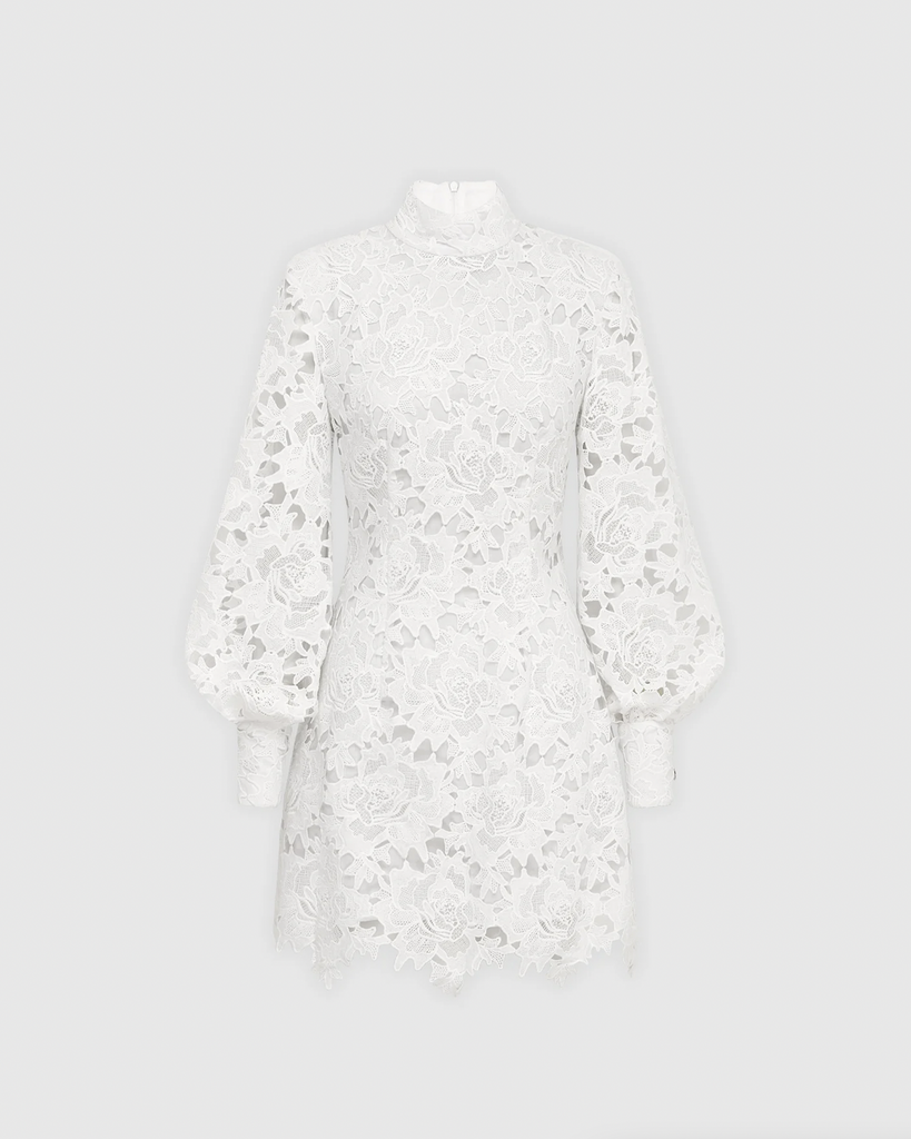 Isla Lace Mini Dress - Snow