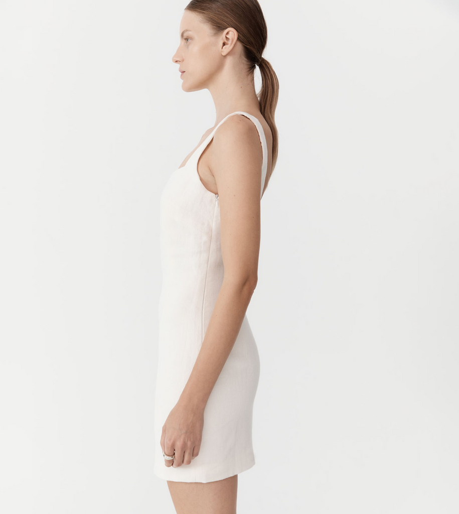 The Linen Square Neck Mini Dress is perfect for warmer weather, boasting a 100% linen construction with St Agni's signature TENCEL™ lining. Crafted with a square neck, lower back-line and mini hem, The Linen Square Neck Mini Dress is the perfect trans-seasonal wardrobe-saver for daily wear. By St Agni, now available at After Eight. 