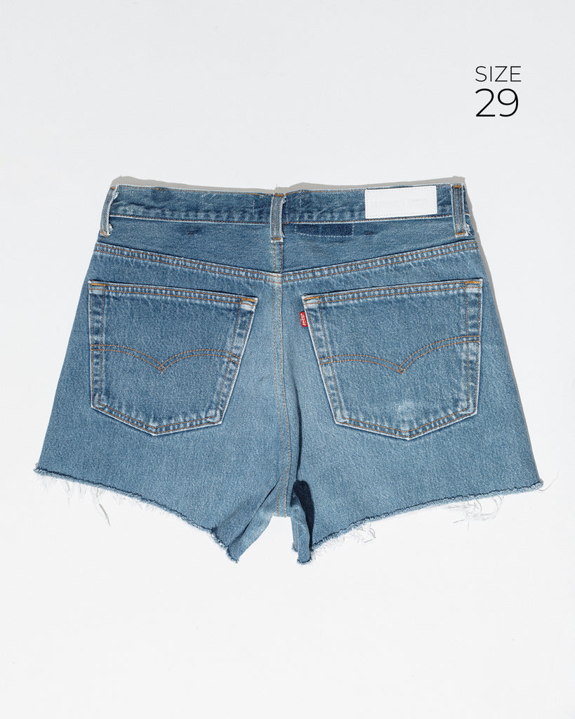 The Levis High Rise Shorts are recycled vintage shorts, that are all unique in styles and colour washes. Made by sustainable Los Angeles brand Re/Done, available at After Eight.