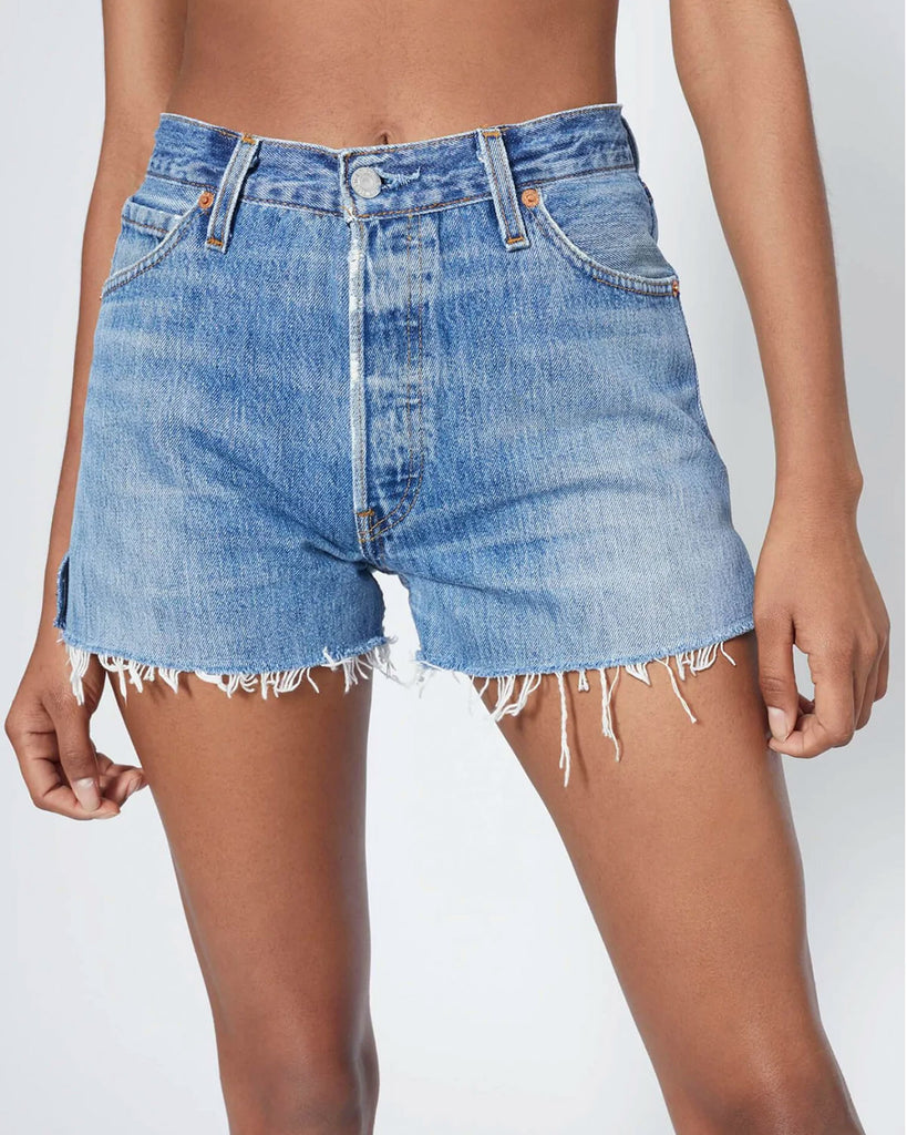Hand-picked vintage Levi's, that would have otherwise ended up in landfill, have been recycled into these High Rise Cut Off Shorts that are truly one of a kind. The Levis High Rise Shorts are recycled vintage shorts, that are all unique in styles and colour washes. Made by sustainable Los Angeles brand Re/Done, available at After Eight.
